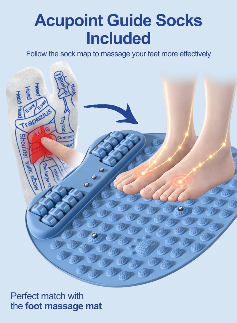 سجادة تدليك القدم بالضغط مع عجلات + جوارب انعكاسية مجانية، مدلك غير كهربائي لنقاط الضغط بالقدم للاسترخاء في المنزل - Image 2